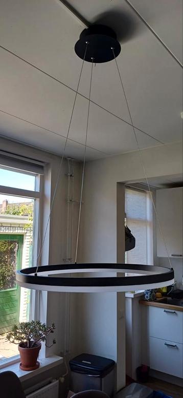 Moderne ring hanglamp zwart 60 cm incl. LED en dimmer beschikbaar voor biedingen