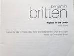 Benjamin Britten. Rejoice in the Lamb. Vocal Score., Muziek en Instrumenten, Bladmuziek, Gebruikt, Klassiek, Ophalen of Verzenden
