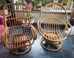 2 manou/rotan draaistoelen retro/vintage, Huis en Inrichting, Stoelen, Ophalen, Gebruikt, Twee, Overige kleuren