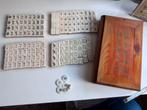 Antiek mahjong majong compleet been bamboe in houten kist, Een of twee spelers, Verzenden, Gebruikt