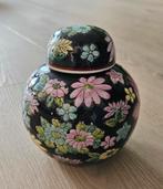 Vintage zwarte Chinese gemberpot met bloemen, Antiek en Kunst, Antiek | Vazen, Ophalen of Verzenden