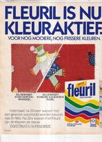 Retro reclame 1984 Fleuril wasmiddel draagkoffer kleuractief, Verzamelen, Retro, Overige typen, Ophalen of Verzenden