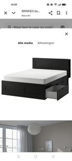 Ikea BRIMNES tweepersoonsbed, zwart, Ophalen, Gebruikt, Zwart, Tweepersoons
