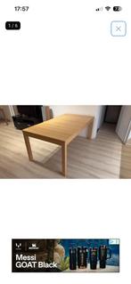 Eetafel uitschuifbaar Ikea Bjursta hout incl. 4 stoelen., Huis en Inrichting, Ophalen, Gebruikt, 4 tot 6 stoelen