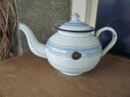 witte emaille theepot met blauwe biezen, Ophalen of Verzenden