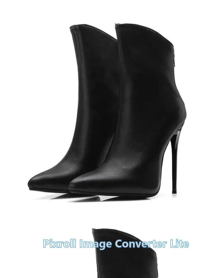 S13 maat 45 en 46 zwarte korte laars 12cm hak, ritsje achter, Kleding | Dames, Schoenen, Nieuw, Lage of Enkellaarzen, Zwart, Ophalen of Verzenden