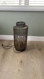Ronde bronskleurige tafellamp, Ophalen, Zo goed als nieuw, Metaal, 50 tot 75 cm