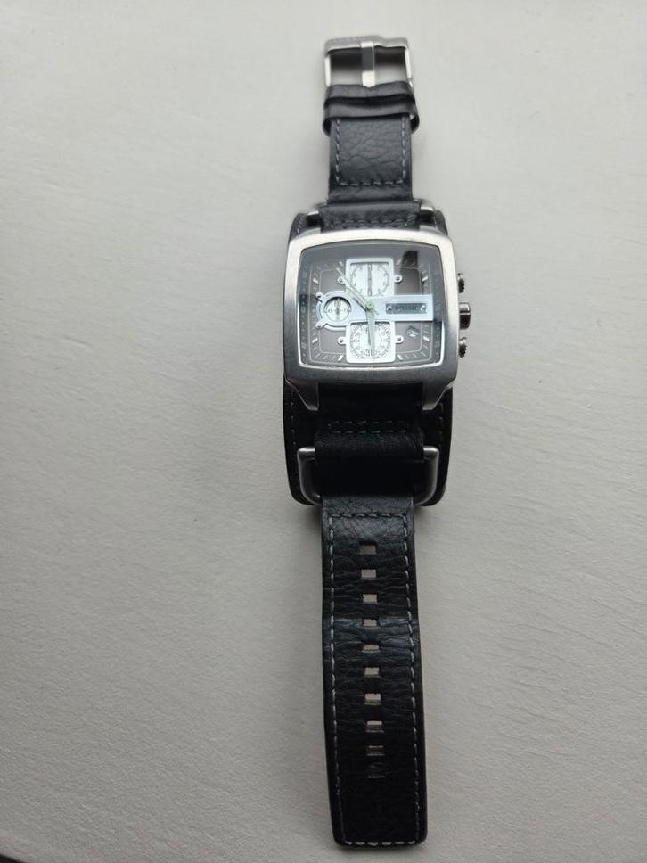 Fossil Horloge Leer JR-1196, Sieraden, Tassen en Uiterlijk, Horloges | Heren, Gebruikt, Polshorloge, Overige merken, Overige materialen