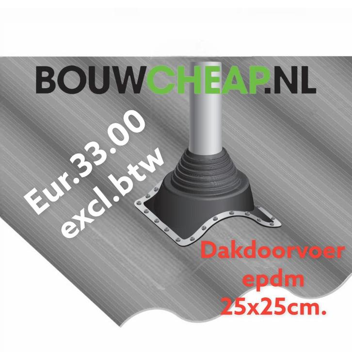 Dakdoorvoer epdm universele 25x25cm diameter 80 t/m 160mm., Doe-het-zelf en Verbouw, Dakpannen en Dakbedekking, Nieuw, Kunststof