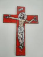 Oud Jezus Kruis Beeld Kunst Kruisbeeld Mozaiek Gesigneerd, Antiek en Kunst, Antiek | Religie, Ophalen of Verzenden