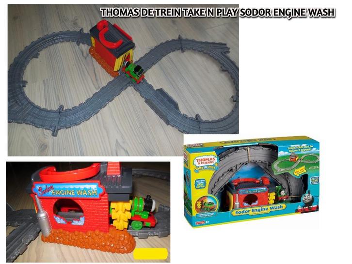 THOMAS DE TREIN ENGINE WASH TAKE N PLAY + PERCY TREINTJE, Kinderen en Baby's, Speelgoed | Thomas de Trein, Gebruikt, Ophalen of Verzenden