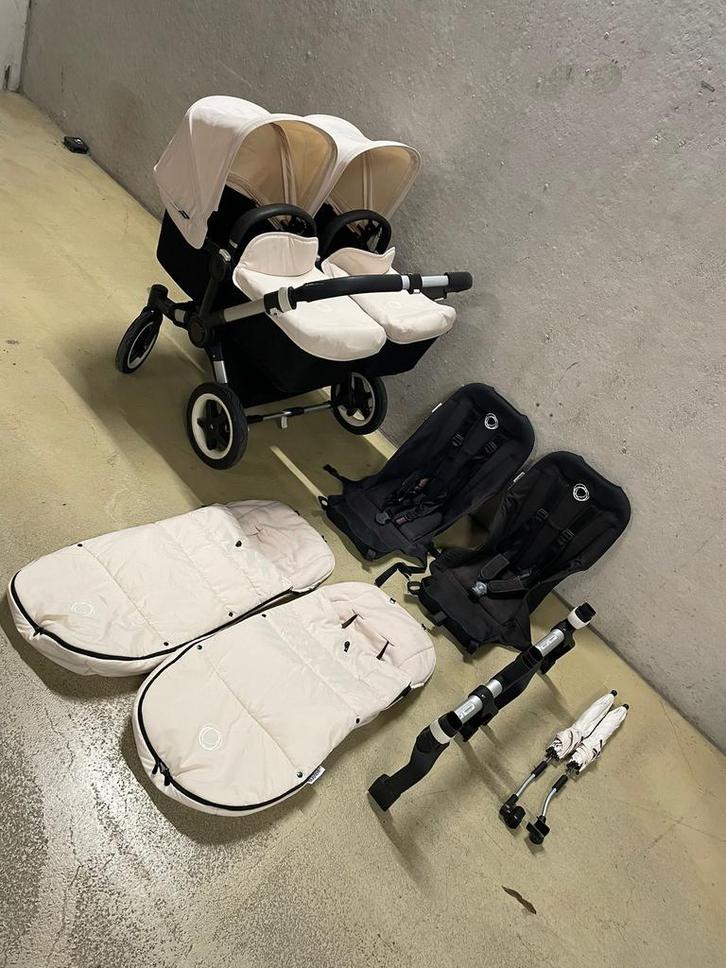 Bugaboo donkey Twin, Kinderen en Baby's, Kinderwagens en Combinaties, Gebruikt, Combiwagen, Bugaboo, Duowagen, Luchtbanden, Met reiswieg