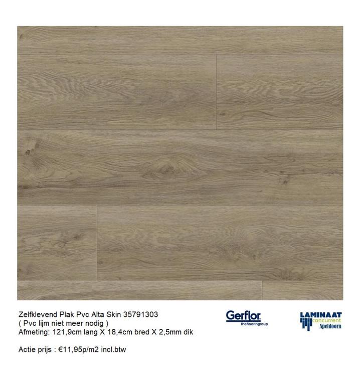 Zelfklevend Plak Pvc Alta Skin 2,5mm dik €11,95m2 incl.btw, Huis en Inrichting, Stoffering | Vloerbedekking, Nieuw, Laminaat, Bruin