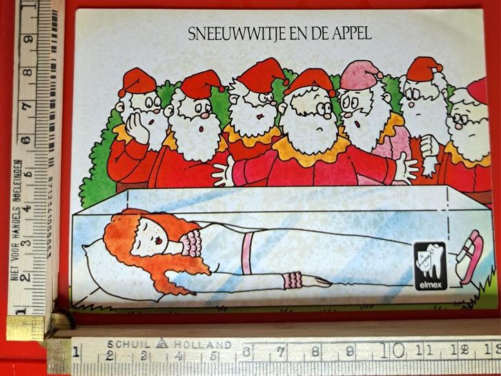 Vintage sticker Sneeuwwitje en de appel 7 dwergen strip, Verzamelen, Stickers, Ophalen of Verzenden