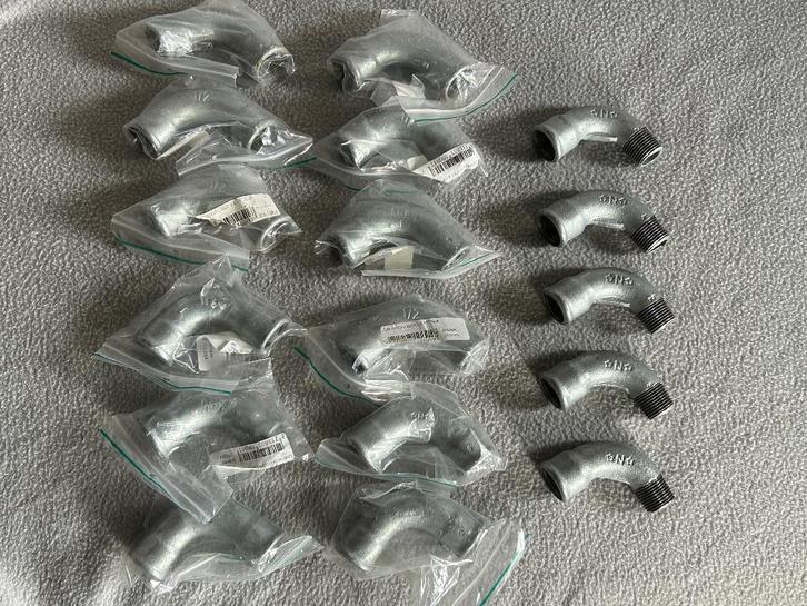 17x Draadfitting Bocht Verzinkt, Doe-het-zelf en Verbouw, Sanitair, Nieuw, Overige typen, Ophalen of Verzenden