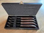 KISTJE MET 4 LAGUIOLE STAEKMESSEN MET WENGÉ HOUTEN HANDVAT, Huis en Inrichting, Keuken | Bestek, Ophalen, Nieuw, Rvs of Chroom