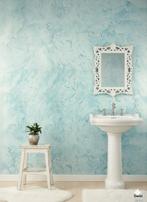 6845 vintage marmerlook behang zacht blauw swiet marmer, Ophalen of Verzenden, Minder dan 10 m², Blauw