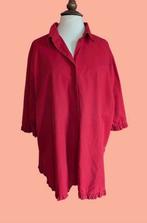 Ulla Popken rode blouse met rouches - maat 54, Blouse of Tuniek, Ulla Popken, Ophalen of Verzenden, Gedragen
