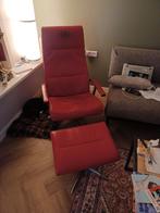 Rode leren relaxstoel met voetenbank, Huis en Inrichting, Fauteuils, Ophalen