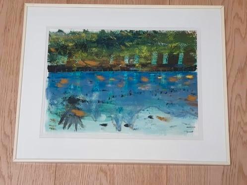 schilderij modern geabstraheerd Landschap water met bomen, Antiek en Kunst, Kunst | Schilderijen | Modern, Ophalen