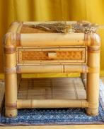 Bamboe nachtkastje bijzettafel manou japandi webbing vintage, Ophalen, Zo goed als nieuw, Minder dan 45 cm