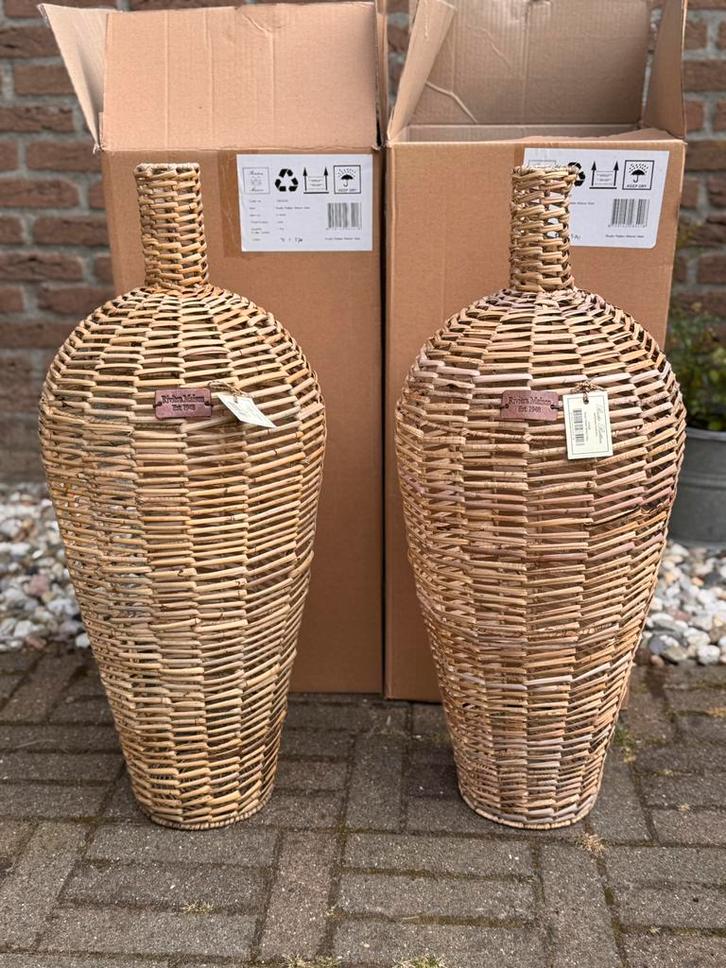 Rivièra Maison Rustic Rattan Weave Vase, Huis en Inrichting, Woonaccessoires | Schalen en Manden, Nieuw, Rond, Riet, Ophalen of Verzenden