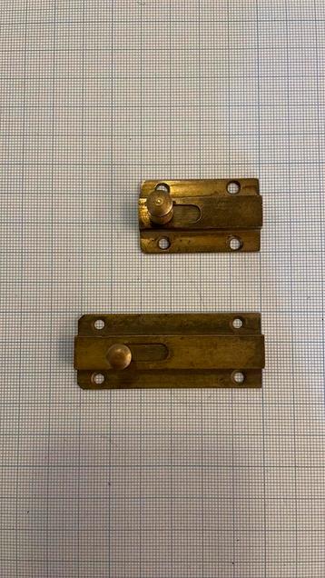 2x kleine messing schuifgrendel [schuifslot slotje knip] beschikbaar voor biedingen