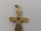 Gouden hanger kruisje met bloedkoraal                     G4, Gebruikt, ., Ophalen of Verzenden, .
