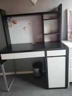 Ikea bureau Micke bruin met opbouw, Huis en Inrichting, Bureaus, Ophalen, Gebruikt