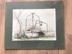 Aquarel van oude waterput, Ophalen
