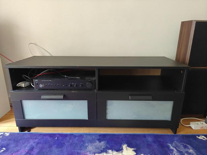 Ikea TV meubel, zwart, twee matte lades, Huis en Inrichting, Kasten | Televisiemeubels, Gebruikt, Minder dan 100 cm, 100 tot 150 cm