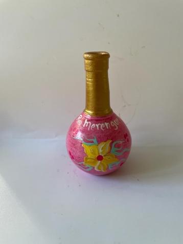Klein vrolijk rose vaasje. Handbeschilderd. BOHO   Zeer leuk beschikbaar voor biedingen