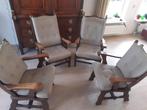 4 fauteuils / luie stoelen, Vier, Gebruikt, Bruin, Hout