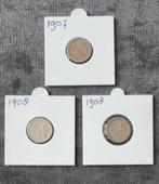 3 x 5 cent 1907 - 2x 1908 nederland, Verzenden, Koningin Wilhelmina, 5 cent, Setje