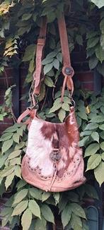 Schoudertas,Koeienhuid, Leer, Verzenden, Zo goed als nieuw, Zwart, Leer