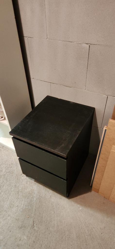 Ladekastje IKEA MALM met 2 lades, zwartbruin, 40x55 cm, Huis en Inrichting, Kasten | Ladekasten, Gebruikt, Minder dan 100 cm, Minder dan 50 cm