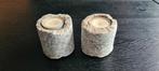 2 Granieten Theelichtjes, Overige materialen, Gebruikt, Ophalen of Verzenden, Grijs