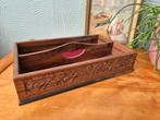 Mooie decoratieve vintage bewerkte houten bestekbak., Ophalen of Verzenden
