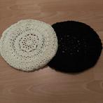 Gehaakte baret, wit en zwart, Ophalen of Verzenden, Zo goed als nieuw, One size fits all