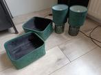 Tafellampen en opbergbakken groen fluweel, Ophalen of Verzenden, Zo goed als nieuw, Stof, Minder dan 50 cm
