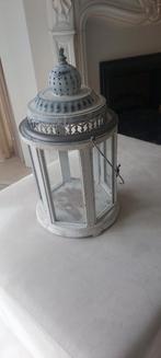 Vintage Houten tuinlantaarn, Huis en Inrichting, Gebruikt, 25 tot 50 cm, Wit, Ophalen of Verzenden
