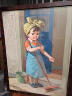 Schilder van Van der Sijde, meisje met de mop, Ophalen, Gebruikt, 50 tot 75 cm, Schilderij