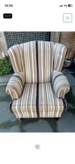 Gestreept fauteuil met armleuningen, Huis en Inrichting, Ophalen, Gebruikt, Minder dan 75 cm, 75 tot 100 cm