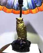Tyffany Lamp Glas in Lood Goud vergulde Uil😍💎💑🎁🤗👌, Antiek en Kunst, Ophalen of Verzenden