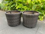 2 Grote Bloempotten - bloembakken - Monza - 40 cm, Tuin en Terras, Bloempotten, 25 tot 40 cm, Kunststof, Rond, Zo goed als nieuw