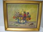 Schilderij vaas met bloemen, gesigneerd R. Haerens, Ophalen of Verzenden