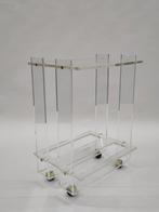 Vintage plexiglas bar cart serveerwagen David Lange stijl, Huis en Inrichting, Gebruikt, ., Ophalen of Verzenden, .