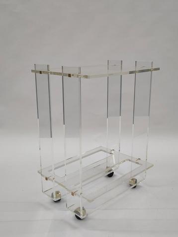 Vintage plexiglas bar cart serveerwagen David Lange stijl beschikbaar voor biedingen