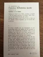 Uden, Francisca Wilhelmina Jacobs 1906 - 1967, Verzamelen, Bidprentjes en Rouwkaarten, Ophalen of Verzenden