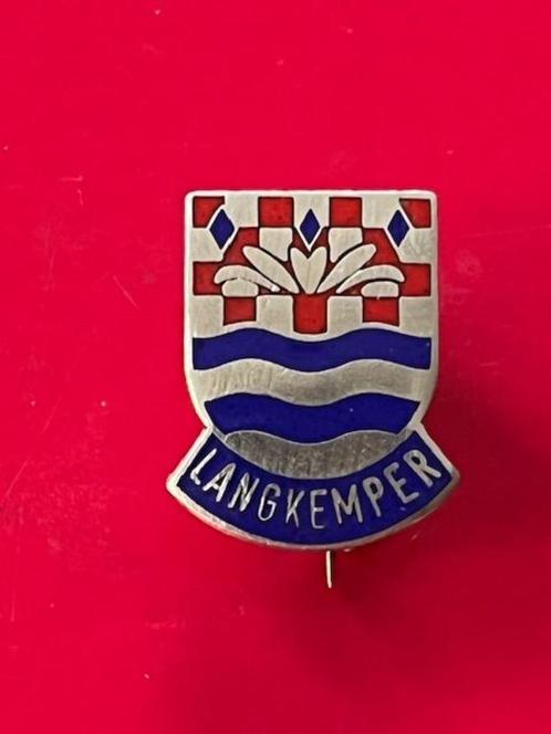 Emaille Speldje Familiewapen Langkemper, Verzamelen, Speldjes, Pins en Buttons, Gebruikt, Speldje of Pin, Overige onderwerpen
